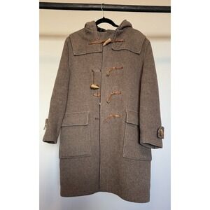 VTG Gloverall Original England Duffle Coat Brown Wool Hooded Toggle 36 academia